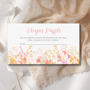 Pink Floral Wildflower Diaper Raffle Ticket Enclosure Card