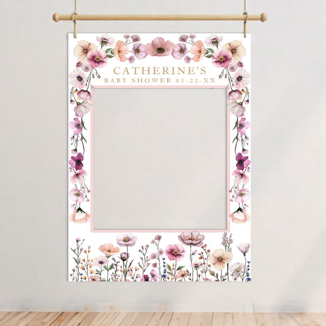 Pink Floral Wildflower Photo Booth Poster – Dusty  ( Themed photo booth)