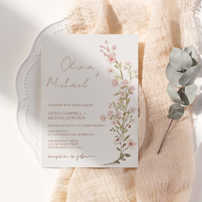 Pink Floral Wildflowers Garden Wedding Rose Gold (Creator Uploaded)