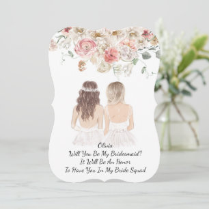 PINK Floral WILL YOU BE MY BRIDESMAID PROPOSAL Invitation