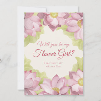 Pink Floral Will you be my Flower Girl? Card
