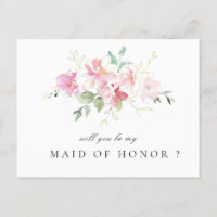pink floral will you be my Maid of Honour card