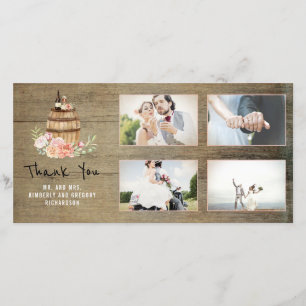 Pink Floral Wine Barrel Rustic Thank You Wedding