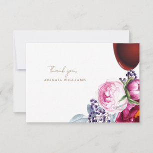 Pink Floral Wine Shower BlankThank You Thank You Card