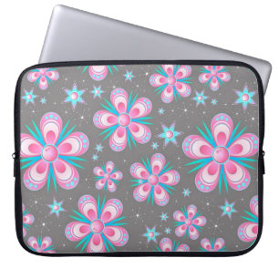 Pink Floral with Brown Accents Laptop Sleeve