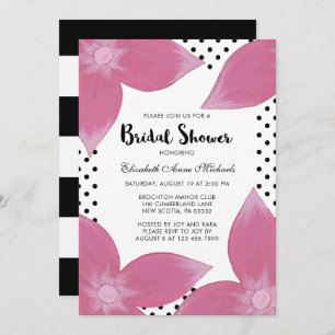 Pink Floral with Dots Bridal Shower Invitation