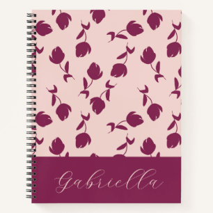 Pink Floral With Name Notebook