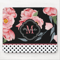 Pink Floral with Polka Dots and Monogram