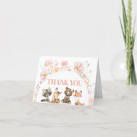 Pink Floral Woodland Animals Baby Shower