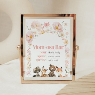 Pink Floral Woodland Animals Mum-Osa Bar Poster