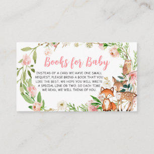 Pink Floral Woodland Baby Shower Books for Baby Enclosure Card