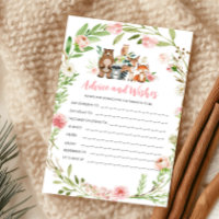 Pink Floral Woodland Shower Advice and Wishes Game