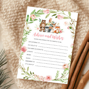 Pink Floral Woodland Shower Advice and Wishes Game