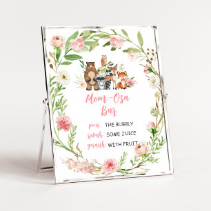 Pink Floral Woodland Shower Mum Osa Bar Sign