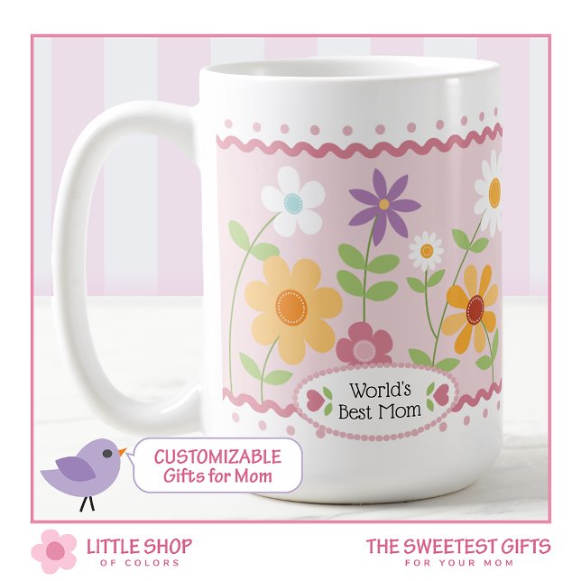 Pink Floral Worlds Best Mum Mothers Day Coffee Mug (Creator Uploaded)