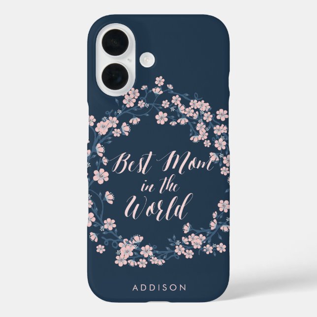 Pink Floral Wreath iPhone Case For Best Mum (Back)