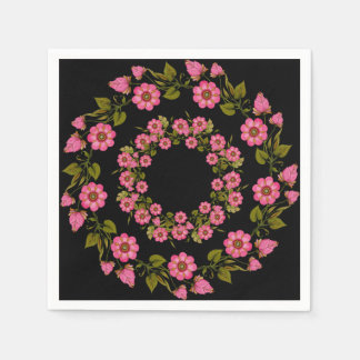 Pink Floral Wreaths | Wedding Paper Napkin