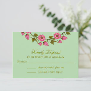 Pink Floral Wreaths Wedding RSVP Card