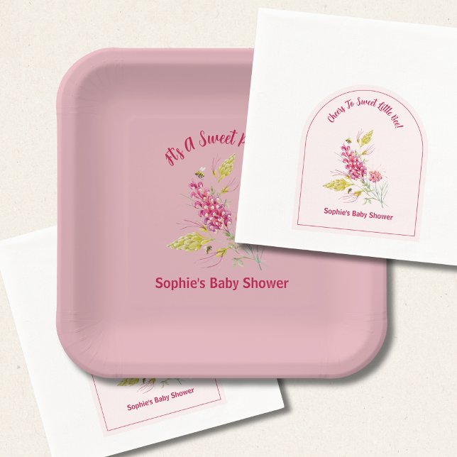 Pink Florals And Bumble Bee A Sweet Little Bee Paper Plate (Creator Uploaded)