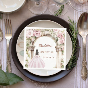 Pink florals arch dress Sweet 16 luncheon Napkin