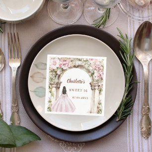 Pink florals arch dress Sweet 16 Napkin