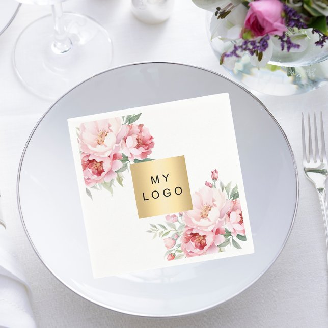 Pink florals business logo brand colour napkin (Creator Uploaded)