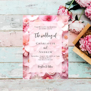 Pink florals elegant wedding invitation