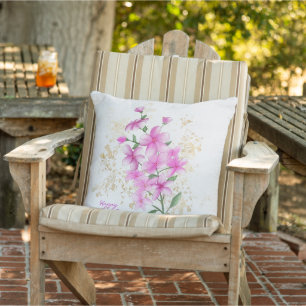 Pink Florals Gold Details Happy Mother's Day Cushion