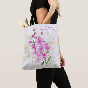 Pink Florals Gold Details Happy Mother's Day Tote Bag