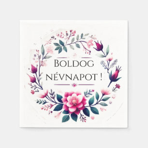 Pink florals - Hungarian name day  Napkin