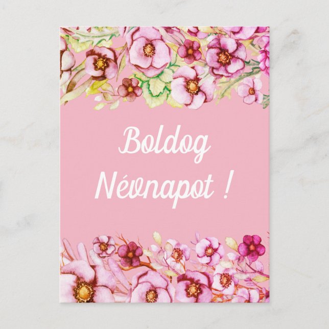 Pink florals - Hungarian name day  Postcard (Front)