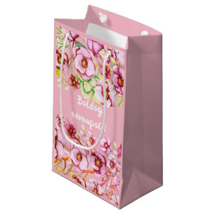 Pink florals - Hungarian name day  Small Gift Bag