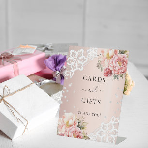 Pink florals lace cards gifts sign