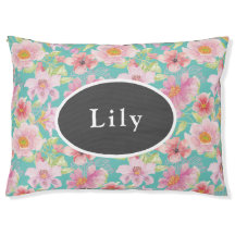 Pink Florals on Aqua Personalised