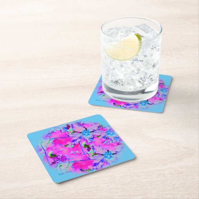 Pink Florals Paper Coaster (Insitu)
