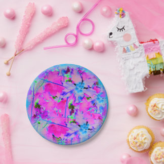 Pink Florals Paper Plate