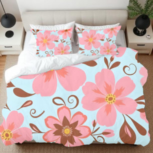 Pink Florals– Pastel Vibes-Retro Flowers Pillowcase