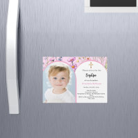 Pink florals photo arch girl cross Baptism