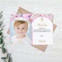 Pink florals photo arch girl cross Baptism
