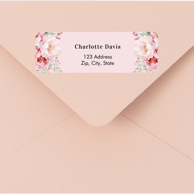 Pink florals roses return address  (Creator Uploaded)