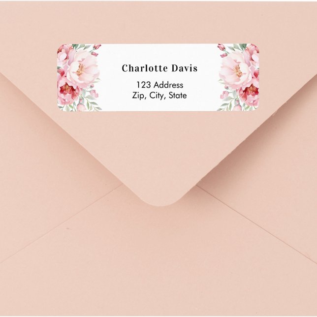 Pink florals roses return address  (Creator Uploaded)