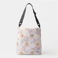 Pink Florals Scattered Among Gold Spatters Print