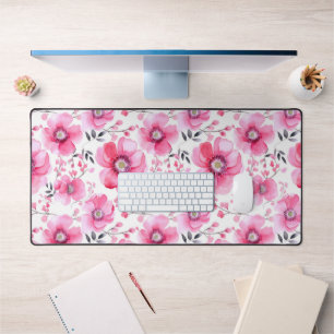 Pink Florals Seamless Flowers Pattern Desk Mat