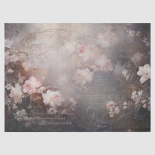 Pink Florals with Vintage Typography for Decoupage Tissue Paper