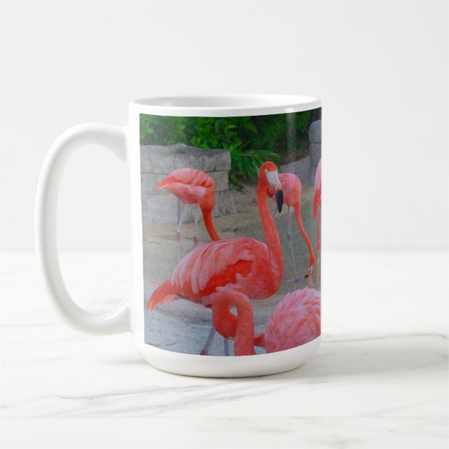 Pink Florida Flamingos At The Beach Coffee Mug (Left)