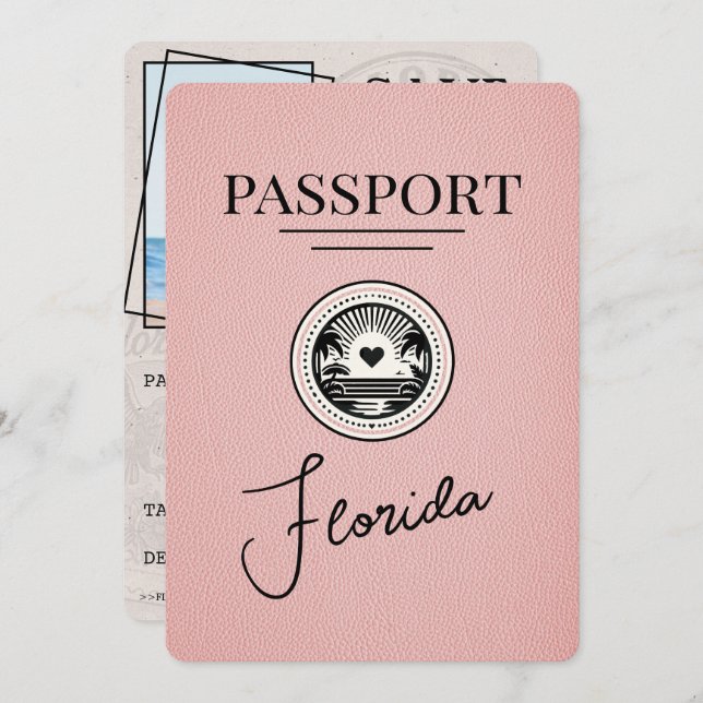 Pink Florida Passport Save The Date (Front/Back)