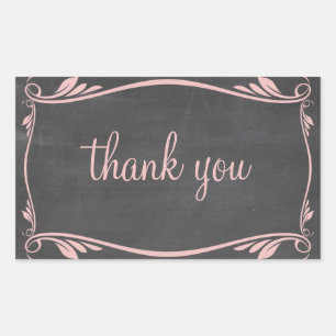 Pink Flourish Chalkboard Thank You Stickers