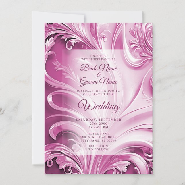 Pink Flourish Wedding Invitation (Front)