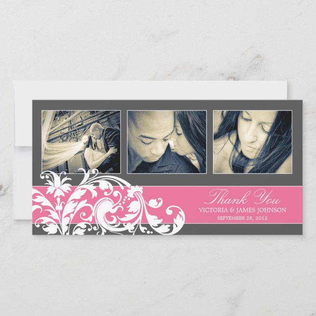 PINK FLOURISH | WEDDING THANK YOU CARD (Front)