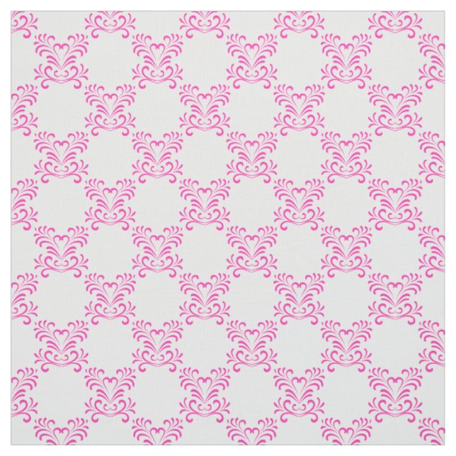 Pink Flourishes on White | Pretty Fabric (Swatch)